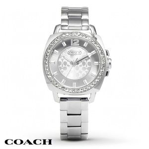 Coach Womens Boyfriend Silver Tone Bracelet Watch